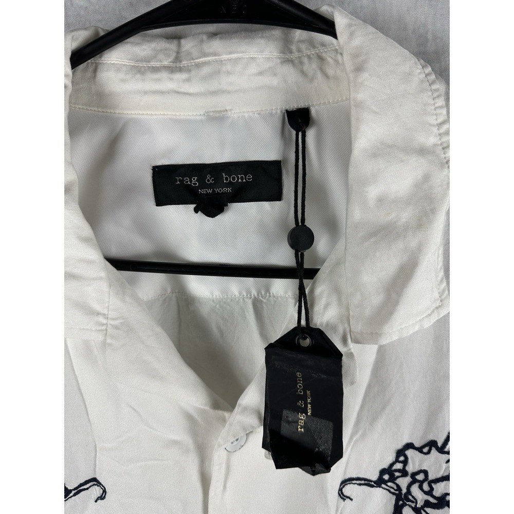 NEW - mens - RAG & BONE shirt - XL - VERY RESORT EMBROIDERED SHIRT - Aged White - Picture 3 of 7